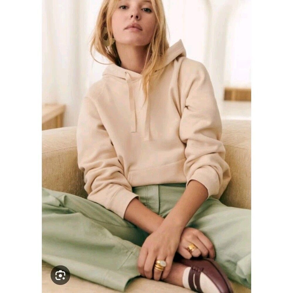 Sezane Lexi Sweatshirt Cream Size Small Organic Cotton Hoodie